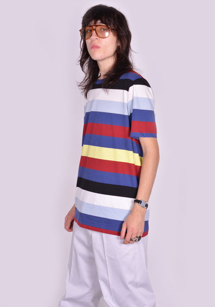 MARNI HUMU0151EX-2 STRIPE T-SHIRT BLUE/LIGHT BLUE/BLACK/WHITE/BURGUNDY FW23 | DOSHABURI Shop