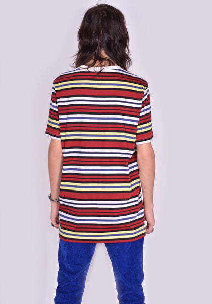 MARNI HUMU0151EX-3 STRIPE T-SHIRT BURGUNDY/YELLOW/BLACK FW23 | DOSHABURI Online Shop