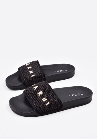 MARNI SAMR003702 WOVEN LOGO SANDAL BLACK/BLACK