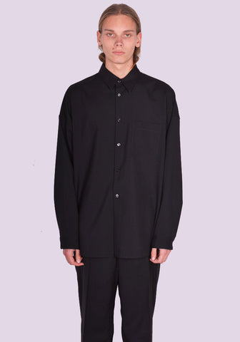 MARNI CUMU0061A3 TROPICAL WOOL LONG SLEEVE SHIRT BLACK SS24 | DOSHABURI Online Shop