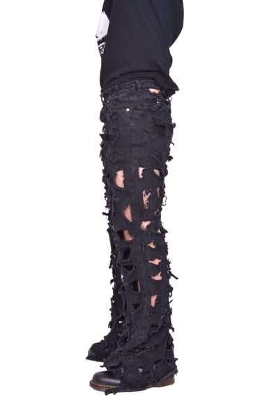 MATIERES FECALES UNISEX DESTROYED JEANS SCLERA BLACK FW25 | DOSHABURI Shop