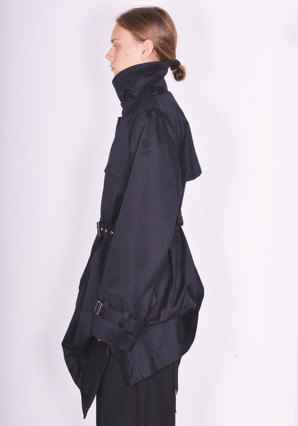 MARINA YEE FW23-CHANOT UNISEX FOLD TRENCH COAT NAVY FW23 | DOSHABURI Online Shop