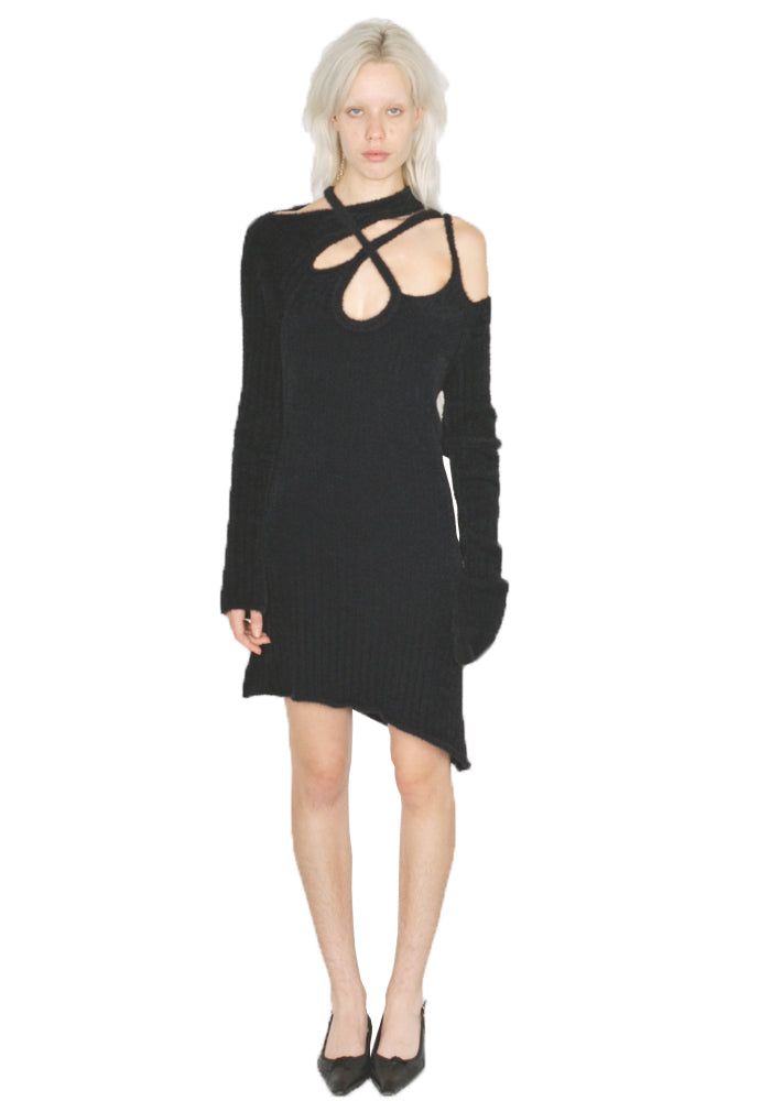 OTTOLINGER KNITTED CROOSSOVER MINI DRESS BLACK FW23 | DOSHABURI Shop