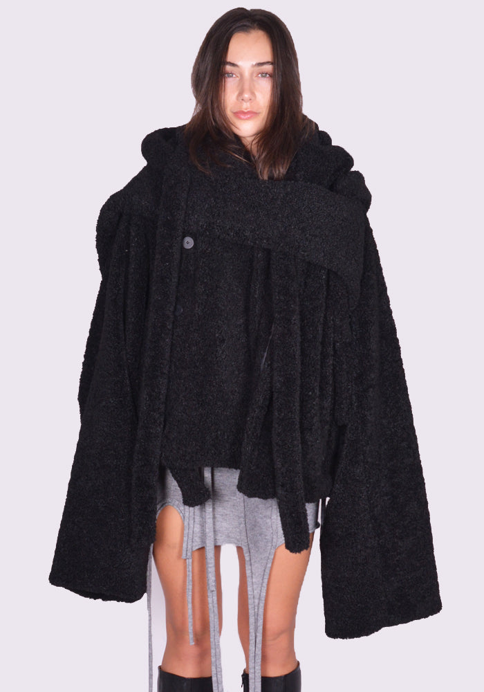 digne ディニュ throw shawl coat 黒