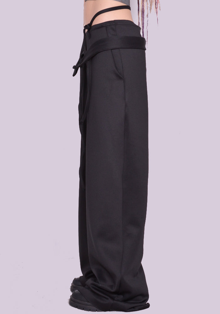 OTTOLINGER DOUBLE WAISTBAND SUIT TROUSERS BLACK SS24 | 50 OTTOLINGER DOUBLE WAISTBAND SUIT TROUSERS BLACK SS24 | 50