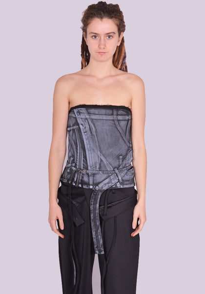 OTTOLINGER 01704812 DENIM TUBE TOP BLACK SS24 | DOSHABURI Online Shop