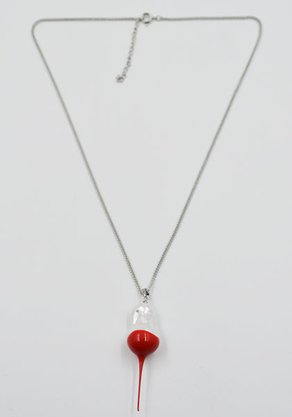 OTTOLINGER 125-903125-01 DIPPED PEARL CHAIN NECKLACE SILVER/RED (New Season FW25)