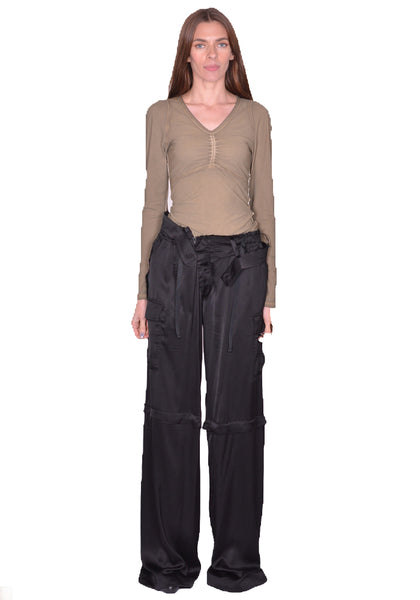 OTTOLINGER 111-200111-01 SHIRTING BAGGY CARGO PANTS BLACK (New Season SS25)