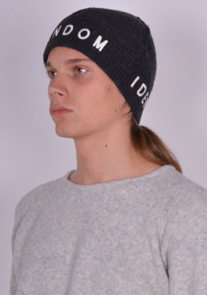 RANDOM IDENTITIES A-65-22 LOGO KNIT BEANIE HAT WITH GREY FW23 | DOSHABURI Online Shop