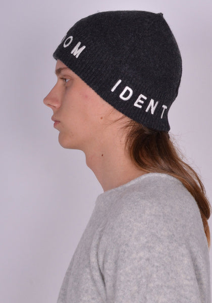 RANDOM IDENTITIES A-65-22 LOGO KNIT BEANIE HAT WITH GREY FW23 | DOSHABURI Online Shop