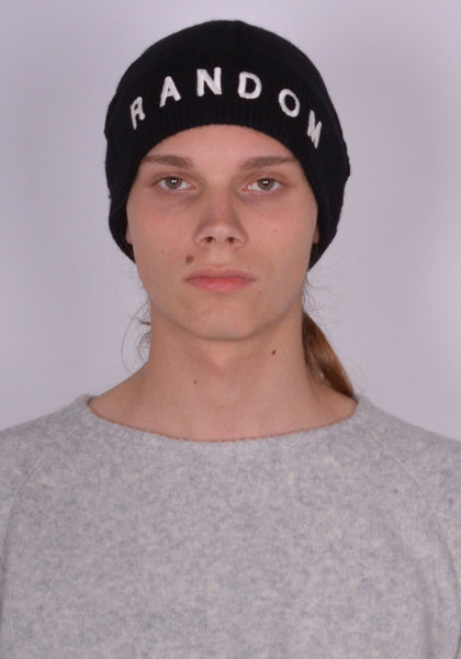 RANDOM IDENTITIES LOGO KNIT BEANIE HAT BLACK FW23 | DOSHABURI Online Shop