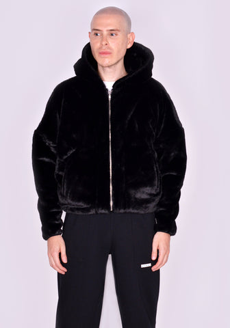 RANDOM IDENTITIES F-03 FAUX FUR HOODIE BLACK FW23 | DOSHABURI Online Shop