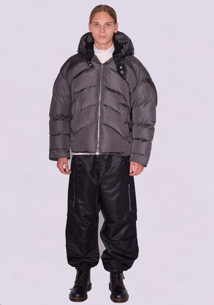 RANDOM IDENTITIES DUVET PUFFER JACKET CHARCOAL | 50%OFF SALE
