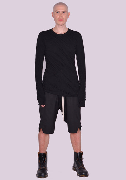 RICK OWENS MEN RU02C7257 UC DOUBLE LAYERED LONG SLEEVE T-SHIRT BLACK FW23 | DOSHABURI Online Shop