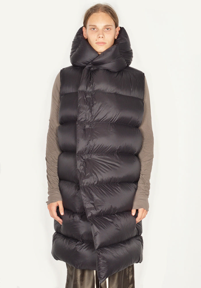 RICK OWENS SLEEVELESS HOODED LINER COAT BLACK FW23