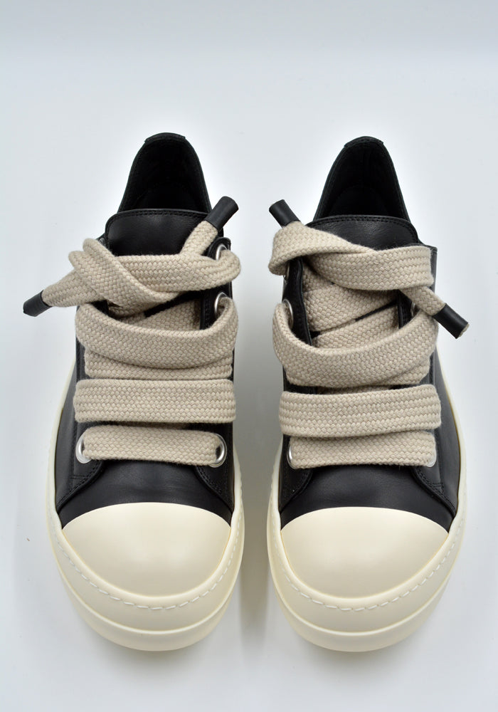 RICK OWENS JUMBOLACED LOW SNEAKERS BLACK FW24 | DOSHABURI