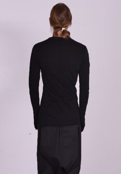 RICK OWENS MEN RU01D3257 UC 09 DOUBLE LAYERED LONG SLEEVE T-SHIRT BLACK SS24 | DOSHABURI Shop