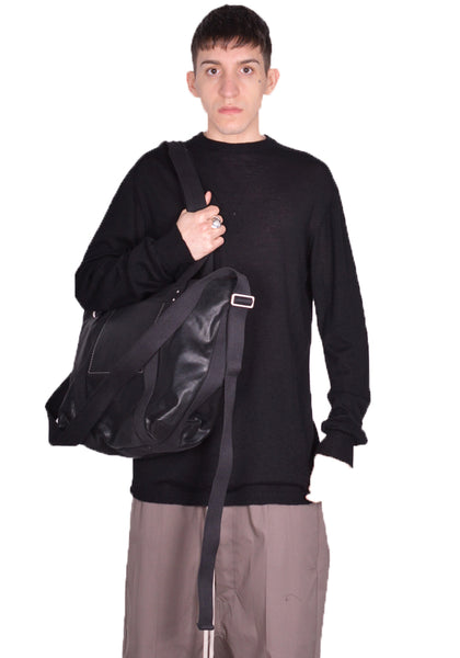 RICK OWENS MEN RA01D0461 TROLLEY LEATHER BAG BLACK SS24 | DOSHABURI Online Shop