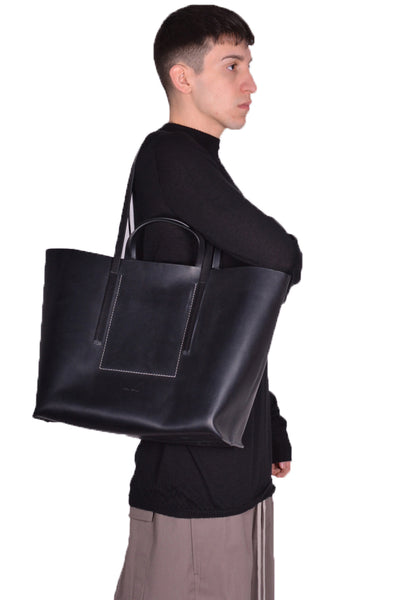 RICK OWENS MEN RA01D0462 LGE 09 LEATHER BAG-SHOPPER BLACK SS24 | DOSHABURI Online Shop