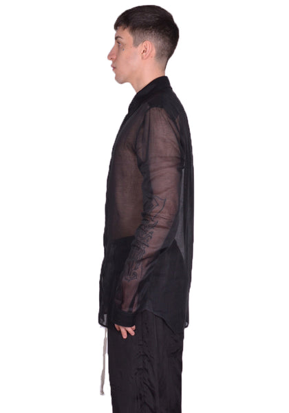 RICK OWENS MEN RU01D3299 OR 09 OFFICE SHIRT BLACK SS24 | DOSHABURI Online Shop