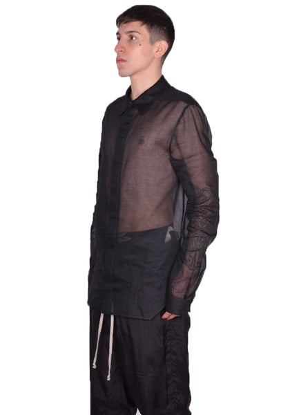 RICK OWENS MEN RU01D3299 OR 09 OFFICE SHIRT BLACK SS24 | DOSHABURI Online Shop