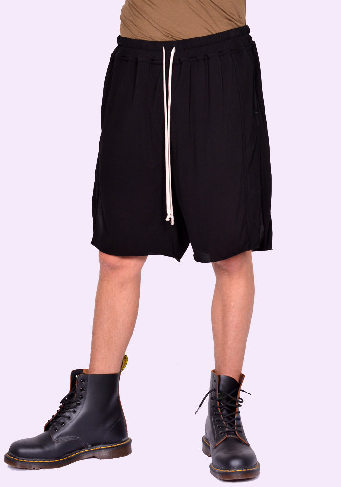 RICK OWENS MEN LIDO TRACK SHORTS BLACK SS24 | DOSHABURI