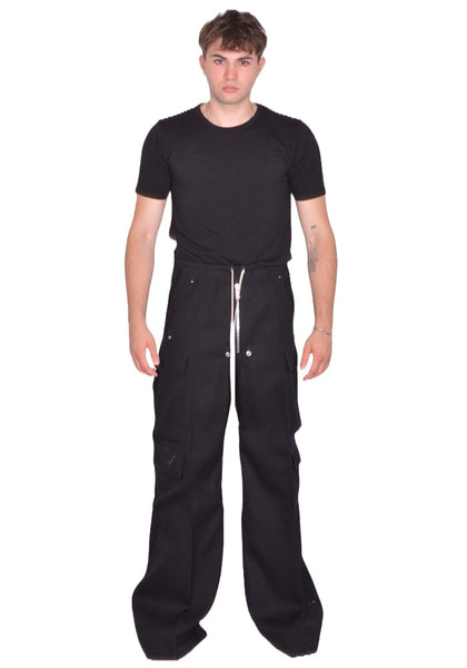 RICK OWENS MEN RR02E1339 WD CARGO BELAS PANTS BLACK (New Season FW25)