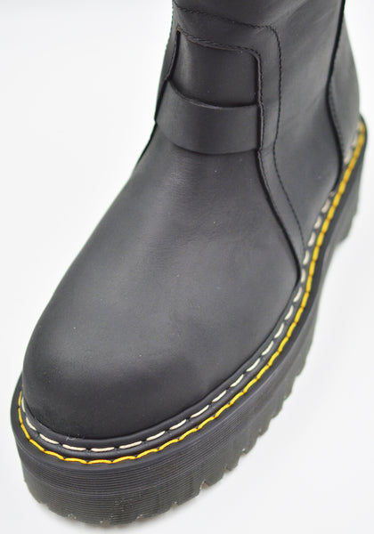 RICK OWENS x DR. MARTENS UNISEX DM02F1814 4001 QUAD SOLE PULL ON BOOT BLACK (New Season FW26)
