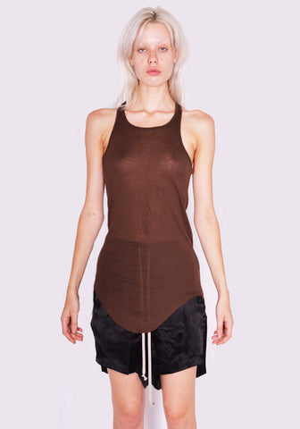 RICK OWENS WOMEN RP02C1101 MR BASIC RIB TANK BROWN FW23 | DOSHABURI Online Shop