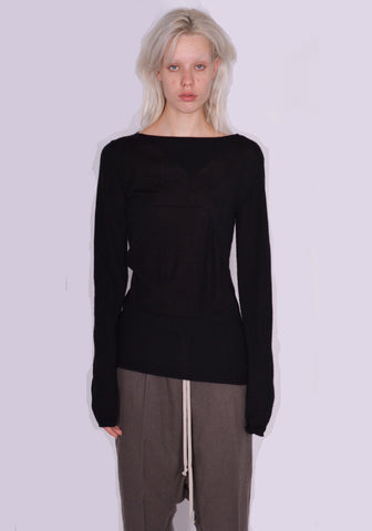 RICK OWENS WOMEN RP02C1673 WS 09 COLUMN KNIT SWEATER BLACK FW23 | DOSHABURI Online Shop