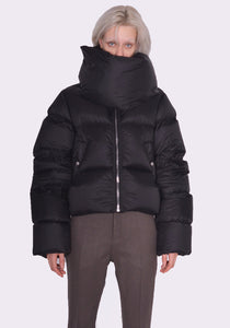 RICK OWENS WOMEN RP02C1774 NPD3 09 FUNNEL NECK DOWN JACKET BLACK FW23 | DOSHABURI Online Shop