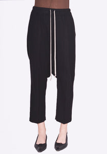 RICK OWENS DRAWSTRING CROPPED PANTS BLACK FW23 | DOSHABURI Online Shop