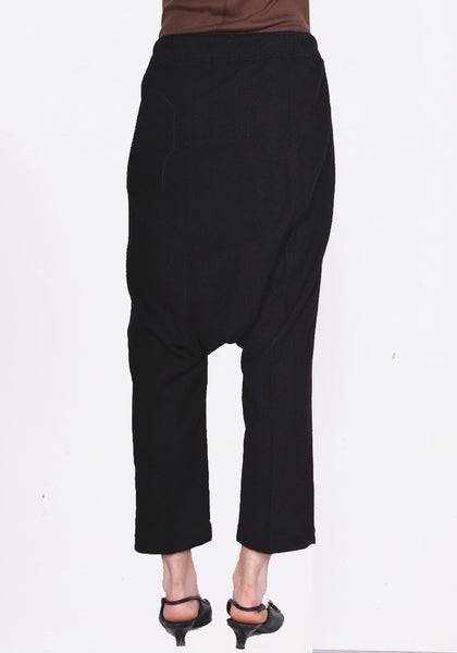 RICK OWENS DRAWSTRING CROPPED PANTS BLACK FW23 | DOSHABURI Online Shop