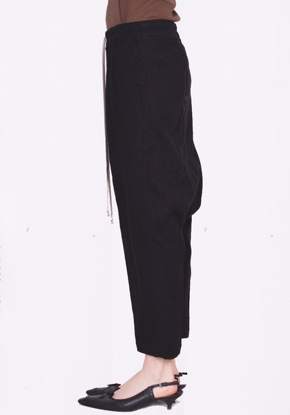 RICK OWENS DRAWSTRING CROPPED PANTS BLACK FW23 | DOSHABURI Online Shop