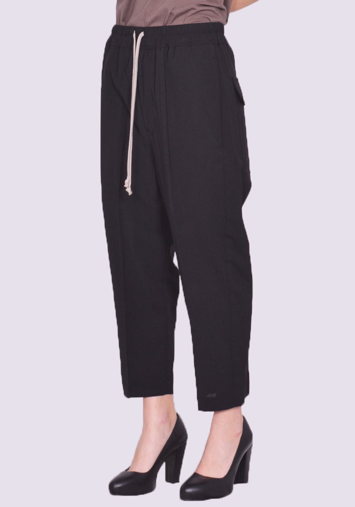 RICK OWENS WOMEN RP01C5303 WL DRAWSTRING ASTAIRES PANTS BLACK