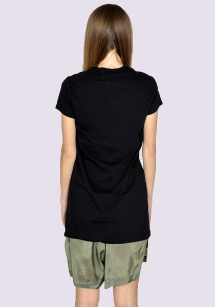 RICK OWENS WOMEN RP01C5203 JA 09 LEVEL T-SHIRT BLACK SS23 | DOSHABURI Online Shop