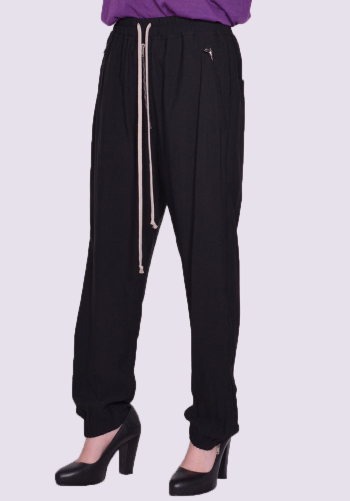 RICK OWENS WOMEN TRACK PANTS BLACK SS23 | DOSHABURI Online Shop