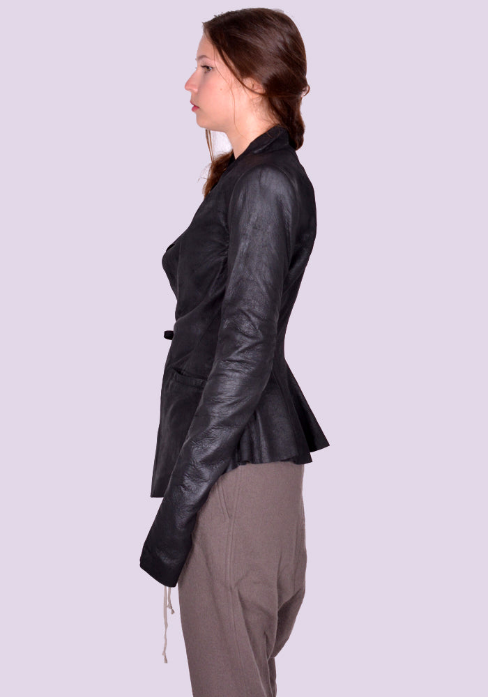 RICK OWENS HOLLYWOOD LEATHER JACKET BLACK | DOSHABURI Online