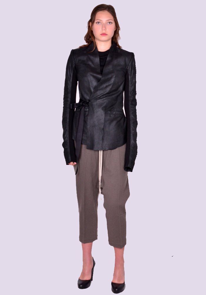 RICK OWENS HOLLYWOOD LEATHER JACKET BLACK | DOSHABURI Online