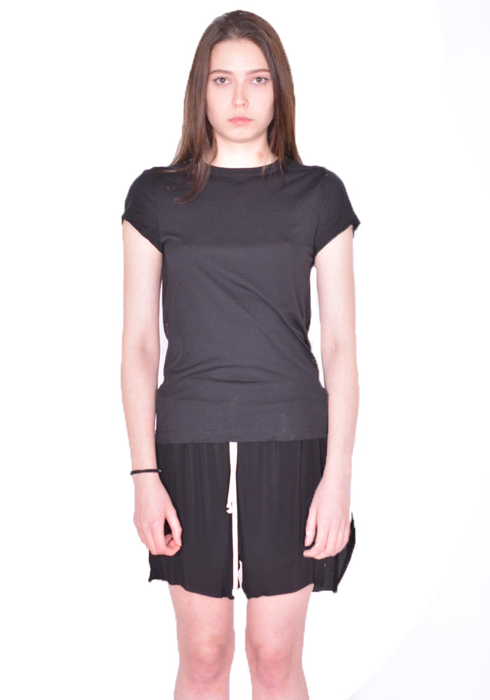 RICK OWENS WOMEN RO01D2235 BH 09 CROPPED LEVEL T-SHIRT BLACK SS24 | DOSHABURI Online Shop