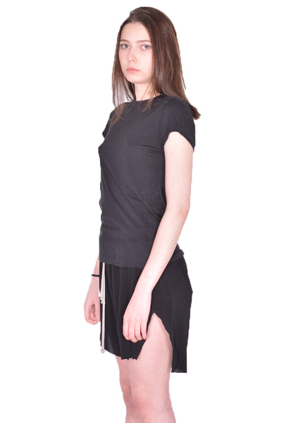 RICK OWENS WOMEN RO01D2235 BH 09 CROPPED LEVEL T-SHIRT BLACK SS24 | DOSHABURI Online Shop