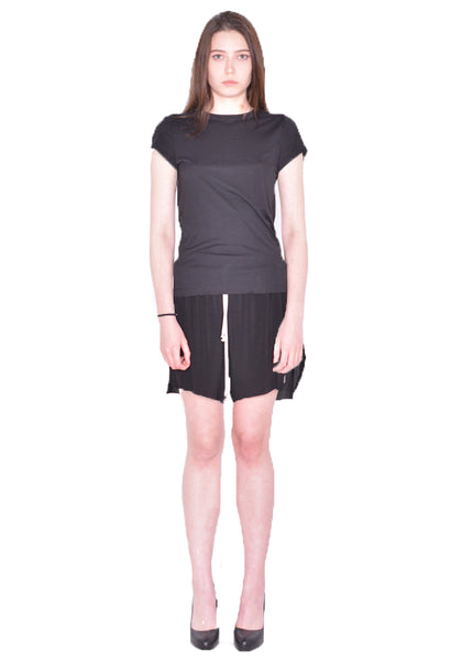 RICK OWENS WOMEN RO01D2235 BH 09 CROPPED LEVEL T-SHIRT BLACK SS24 | DOSHABURI Online Shop