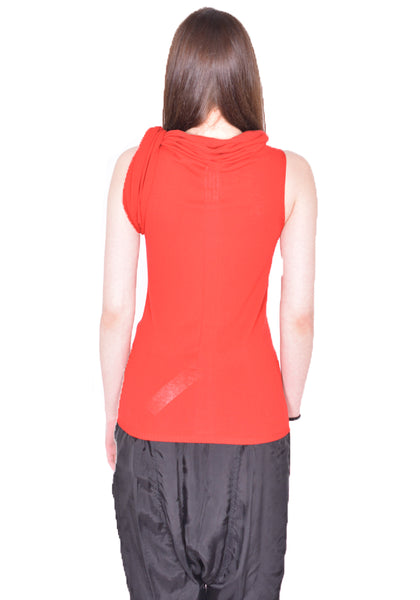 RICK OWENS KNITTED TWIST TOP CARDINAL RED SS24 | DOSHABURI Online Shop