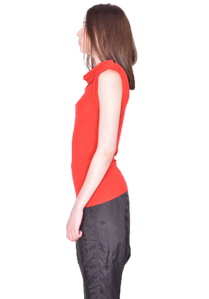 RICK OWENS KNITTED TWIST TOP CARDINAL RED SS24 | DOSHABURI Online Shop