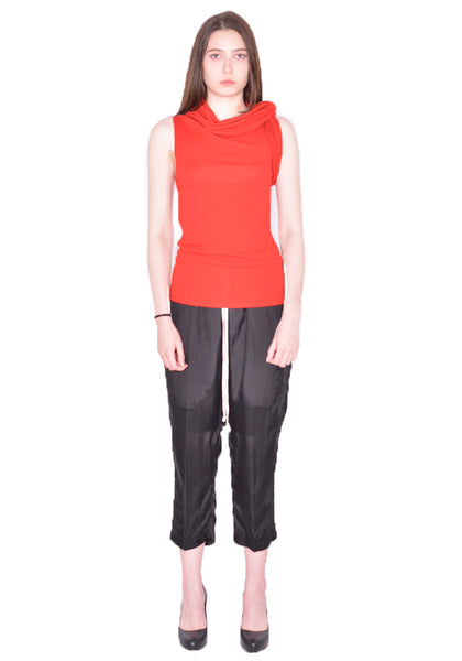 RICK OWENS KNITTED TWIST TOP CARDINAL RED SS24 | DOSHABURI Online Shop