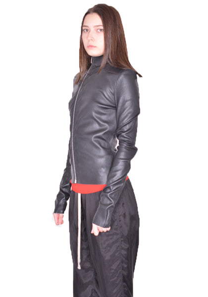 RICK OWENS WOMEN RP01D2701 LS GARY LEATHER JACKET BLACK SS24 | DOSHABURI Online Shop