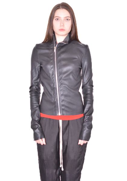 RICK OWENS WOMEN RP01D2701 LS GARY LEATHER JACKET BLACK SS24 | DOSHABURI Online Shop