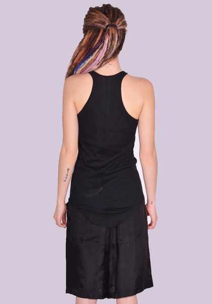 RICK OWENS WOMEN RP01D2101 MR 09 BASIC RIB TANKTOP BLACK SS24 | DOSHABURI Online Shop