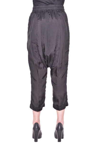 RICK OWENS WOMEN RP01D2308 J DRAWSTRING CROPPED PANTS BLACK SS24 | DOSHABURI Online Shop