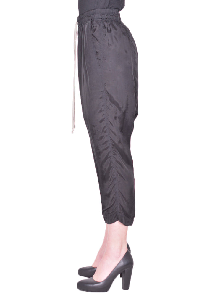 RICK OWENS DRAWSTRING CROPPED PANTS BLACK SS24 | DOSHABURI Online Shop
